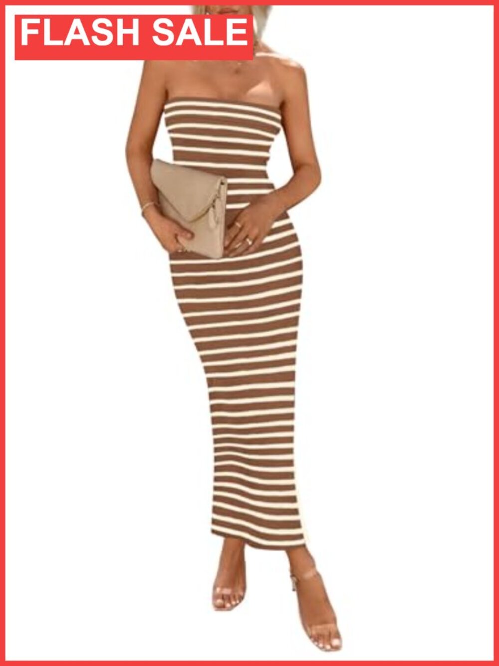 Women's Strapless Bodycon Maxi Dress Ribbed Knit Cocktail Party
